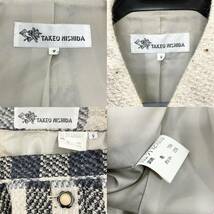  TAKEO NISHIDA タケオ ニシダ セットアップスーツ 9号 チェック柄 ツイード素材 長袖 ジャケット スカート レディース （Ｅ1177）_画像8