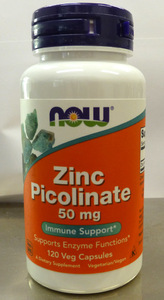 亜鉛　ピコリン酸塩　Zinc picolinate Now ナウフーズ　１２０カプセル　送料３００円