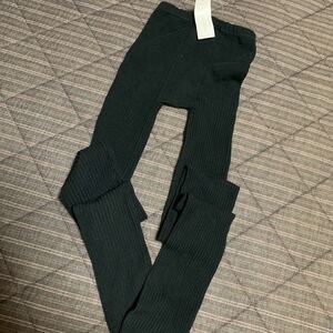 新品　リブ生地　レギンス スパッツ 黒 M〜L マチ付き　ニットっぽい生地