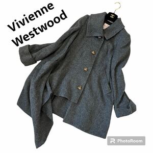 Vivienne Westwood RED LABEL ヴィヴィアンウェストウッド 変形 オーブ アシンメトリー コート グレー ウール 