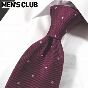 新品 MEN'S CLUB メンズクラブ 撥水加工 絹シルク100% ネクタイ ワイン ドット柄 メンズ ビジネス シャツ スーツに VAN JAPAN