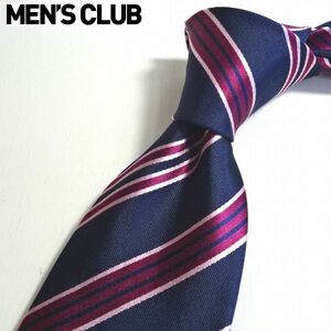 新品 MEN'S CLUB メンズクラブ 撥水加工 絹シルク100% ネクタイ ワイン 紺 桃 ストライプ メンズ ビジネス シャツ スーツに VAN JAPAN