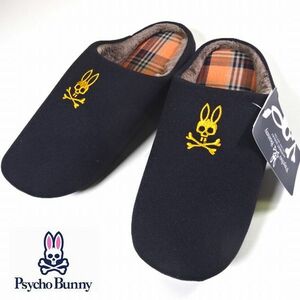 新品 サイコバニー 日本製 秋冬 ロゴ ルームシューズ スリッパ 26cm Psycho Bunny メンズ 男性 紳士用 靴