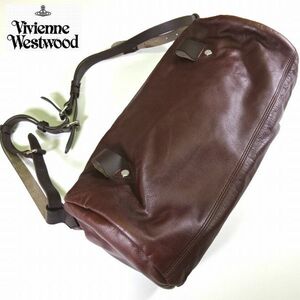 新品 Vivienne Westwood ヴィヴィアンウエストウッド 2WAY 本革レザー ショルダーバッグ 茶 メンズ 男性 紳士用