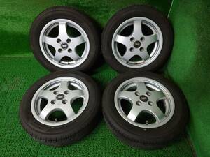 PRACTIVA 155/65R13 22年製 社外 TRIP 13×4.5J +43 汎用ホイール付溝有タイヤ4本 軽自動車に 中古 売切!!