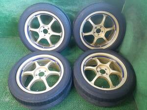 ADVAN Racing ADRG-17-1 17×7.5J 5H/100 ダンロップ LEMANSV 225/50R17 レガシィ等に ホイール付4本 中古 売切!!