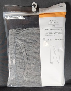 【新品・未使用品】無印良品 綿であったかロングタイツ(XL)メンズ(チャコールグレー)