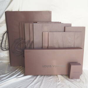 即決 大量まとめ売り ルイヴィトン LOUIS VUITTON 本物 純正 インテリア ブランド ショップ袋 ショッパー 紙袋 BOX 箱2個 袋10枚