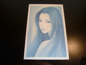 鶴田一郎氏　美人画　ポストカード「ブルーイメージ　ブルーアイズ」新品・未使用・展示品