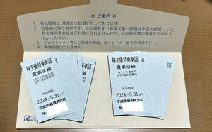 20枚組 京成電鉄　株主優待乗車証　2024年5月31日