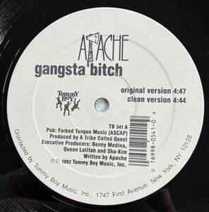 Apache / Gangsta Bitch c/w Apache Ain't Shit【12''】1992 / US / Tommy Boy / TB 541 / 検索：333yen vinyl 