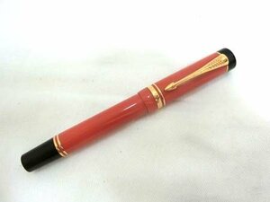 パーカー PARKER 万年筆 デュオフォールド DUOFOLD オレンジ ペン先 F K18 750 インクなし ノーチェック中古 ■