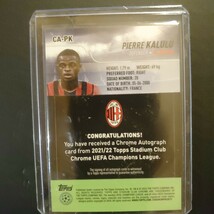 2021-22 Topps Stadium Club Chrome UEFA CL サイン Pierre Kalulu ピエール カルル AC ミラン フランス _画像2