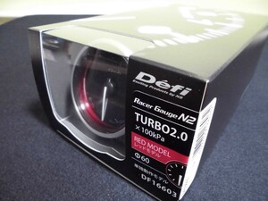 Defi　Racer Gauge デフィ レーサーゲージ　N2 60φ（レッド）ターボ計 （ブースト計)　MAX表示200KPA　 DF16603