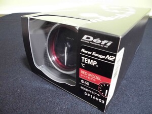 Defi　Racer Gauge N2 60φ　（レッド）温度計　（水温計、油温計などに） DF16903　送料無料