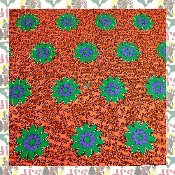 【SALE/270cm x 110cm/3ヤード】アフリカンプリント生地 barg-o97 アフリカ布 アフリカ生地 ゴールドプリント アンカラ キテンゲ パーニュ