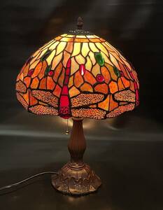 マツヤマ工芸　ステンドグラス ランプ　とんぼ　高さ約46㎝　中古　現状品　返品不可　アンティーク　卓上ランプ　テーブルランプ　蜻蛉