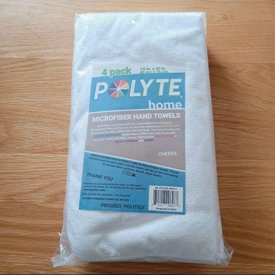 POLYTE 糸くずが出ないマイクロファイバーハンドタオル 4枚セット