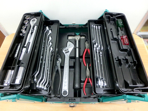 ■KTC 京都機械工具 両開き グリーン工具箱 工具ケース ツールボックス メタルケース 収納 緑 ケース