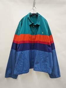 Polo by Ralph Lauren/ポロバイラルフローレン/90S/ヴィンテージ/パネル立体切り替えスイングトップ/ジャケット/SIZE XL/ビッグシルエット