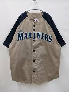 MLB/SEATTLE MARINERS/シアトル・マリナーズ/ユニフォーム/ゲームシャツ/立体異素材ロゴ×ナンバリング/SIZE LL/ビッグシルエット