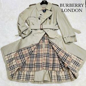 美品/バーバリーロンドン◎BURBERRY LONDON トレンチコート ノバチェック ベージュ カシミア コットン ライナー メンズ L 大きいサイズ 