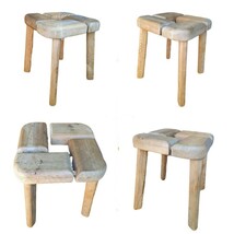 木製　スツール　組木　デンマーク　椅子　いす　イス　北欧　サイドテーブル　飾台　パイン材　サウナスツール　無垢材　ヴィンテージ_画像2