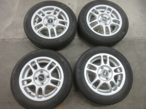 giro アルミ 13インチ 13X4.5J +43 4H PCD100・2022年製 155/65R13 ECOPIA タイヤ付 4本 1本パンク修理必要 L700Sミラ