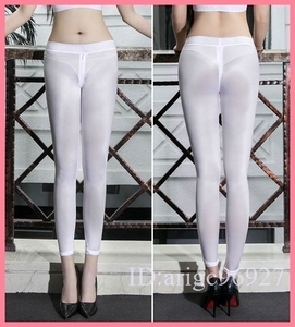 M78* sexy black chi fastener attaching jeggings skeske lustre gloss gloss costume play clothes leggings pants white 