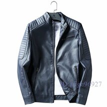 Y437☆新品秋冬アウタ メンズ レザージャケット 革ジャン ライダースジャケット バイクジャケット ブルゾン　M~3XL コロンビアブルー_画像1