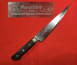 【包丁】刃渡約20.5㎝ 重量約23g 洋出刃 出刃MASAHIRO 職人 業務用 プロ 日本食 日本製 Japan knife 高級 料亭 専門店 調理 刃物 現状品