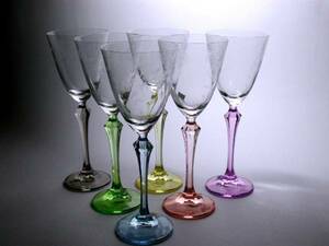 #720【ボヘミアグラス】　ワイングラス６脚セット　 クリスタル　　新品　　数量追加可能
