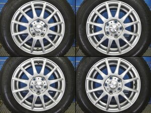 【1円開始】8～7分山！ウェッズ＋アイスナビ7●15インチ6J＋53 5穴PCD114.3●195/65R15●タイヤホイール4本●手渡し可！●(fW705