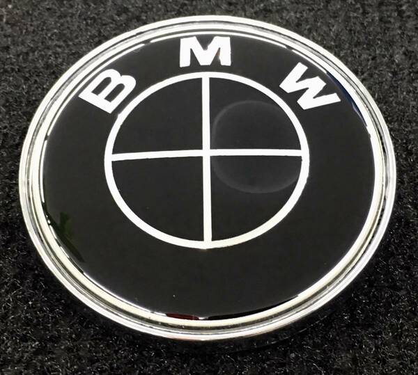 BMW 新品 ボンネットエンブレム 裏 メッキタイプ 74mm 黒/黒 クリスタル仕上げ E36E39E46E53E70E71E60E63E65E66E81E82E83E84E87E88E90