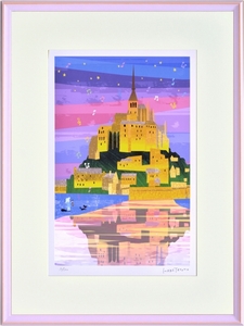 Art hand Auction Impresión giclée, pintura enmarcada, Mont Saint-Michel (Francia) de Tatsuo Hari, papel grande, Obra de arte, Huellas dactilares, otros