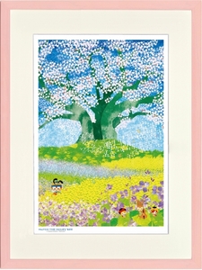 Art hand Auction ジークレー版画 額装絵画 タツノコプロ はりたつお 昆虫物語 みなしごハッチ ｢大桜を囲む紫花菜｣ 大全紙, 美術品, 版画, その他