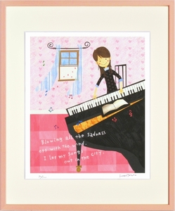 Art hand Auction 하리 타츠오(Tatsuo Hari)의 Giclee 프린트 액자 그림 어느 봄날(One Spring Day) 4개 조각으로 절단, 삽화, 인쇄, 다른 사람