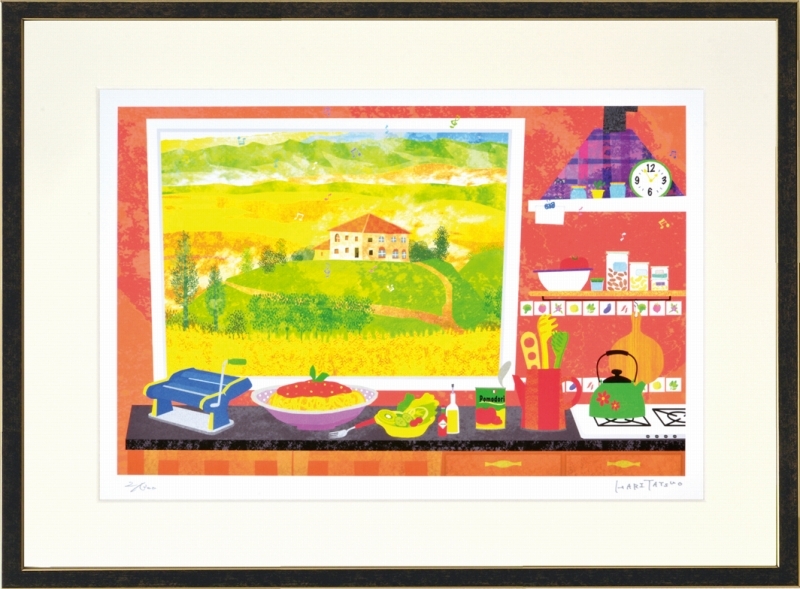 तात्सुओ हरि इटालियन टेबल संजो द्वारा गिकली प्रिंट फ़्रेमयुक्त पेंटिंग, कलाकृति, छपाई, अन्य
