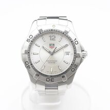 □491196 TAG HEUER タグホイヤー デイトQZ クォーツ腕時計 AQUARACER 300m アクアレーサー WAF1112 サイズ40mm メンズ シルバー_画像2