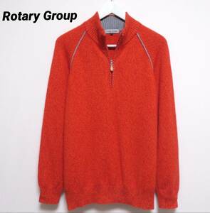 未使用に近い極美品 RotaryGroup CASHMERE 高級カシミヤ100％ ハーフジップセーター ふわとろニット メンズウエア 紳士 48サイズ 秋冬物