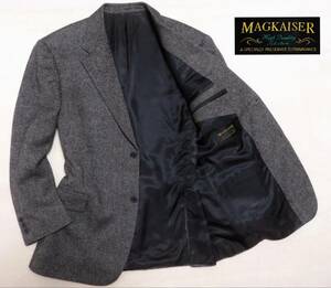 未使用に近い極美品 MAGKAISER CASHMERE 高級カシミヤ100％ テーラードジャケット メンズ ブレザー 紳士 BM 総裏地 2釦 ビジネス ゴルフ