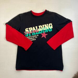 SPALDING* Spalding * Kids * for children long sleeve T shirt * size 140* red × black *