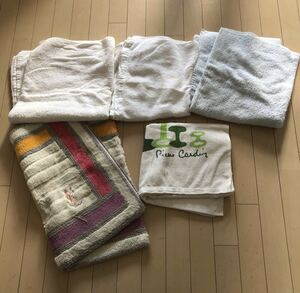 USED バスタオル&足拭きマット 5枚セット 洗濯済 介護 ウエス ペット 掃除 大量セット