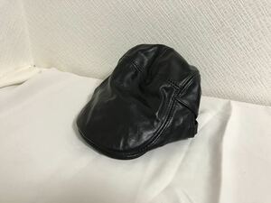 新品未使用本物セレブレザーリアル本革カウレザー牛皮帽子ワークハンチングベレー帽旅行トラベルメンズレディースゴルフ黒ブラック