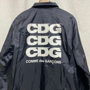 未使用　タグ付き　AD2018 CDG コムデギャルソン ナイロンコーチジャケット　ブラック　L ロゴプリント　3段ロゴ　バックプリント