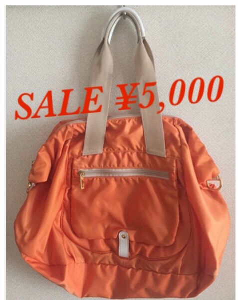 春のお出かけに♪【SAZABY】未使用タグ付き 定価19,950円 軽量 トートバッグ ショルダーバッグ ♪オレンジ♪