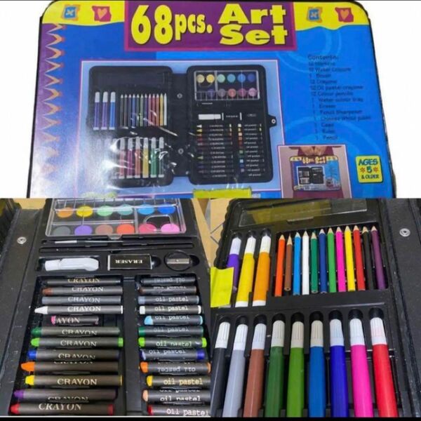 68pcs Art Set 色鉛筆 クレヨン カラーペン 絵の具 ペン お絵かき おもちゃ