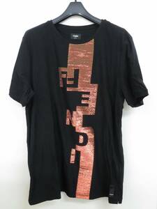 FENDI　フェンディ　Tシャツ/lurex logo T-shirt/FY0894AAOF/XXL/コットン/BLK/ブラック
