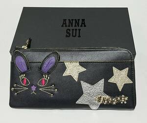アナスイ　ANNA SUI マイミミ　Ｌ字ファスナー長財布　ブラック　新品　ウサギ　うさぎ　薄型