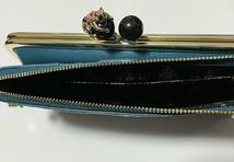 アナスイ　ANNA SUI プレイングキャット 外口金ファスナー長財布　ターコイズ　新品未使用_画像7